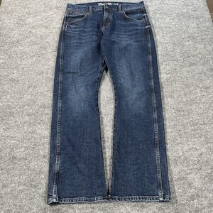 Wrangler Jeans Mens 33x32 Blue Retro Slim Boot Denim Stretch Western Dark Wash